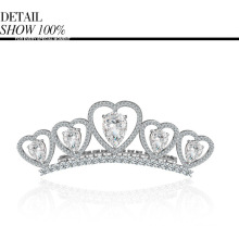 Princess Heart Hair Accessories Luxury CZ Rhinestone Bridal Crown Tiara